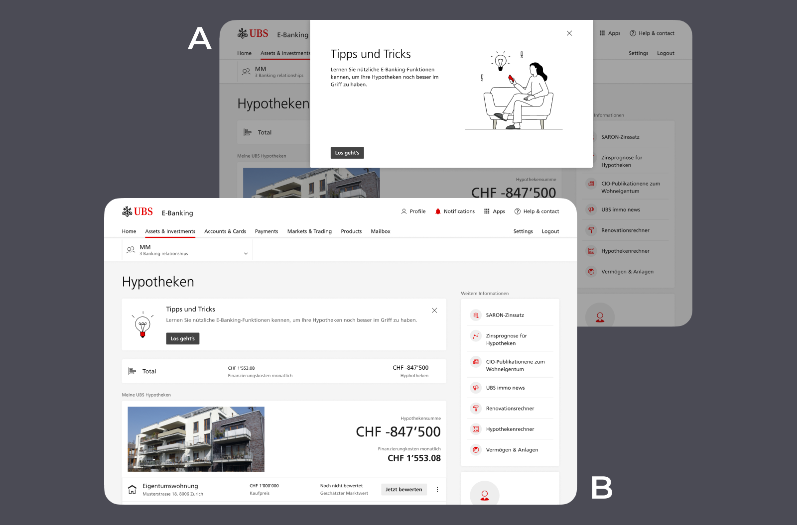 Mortgage onboarding interface with a clear primary action