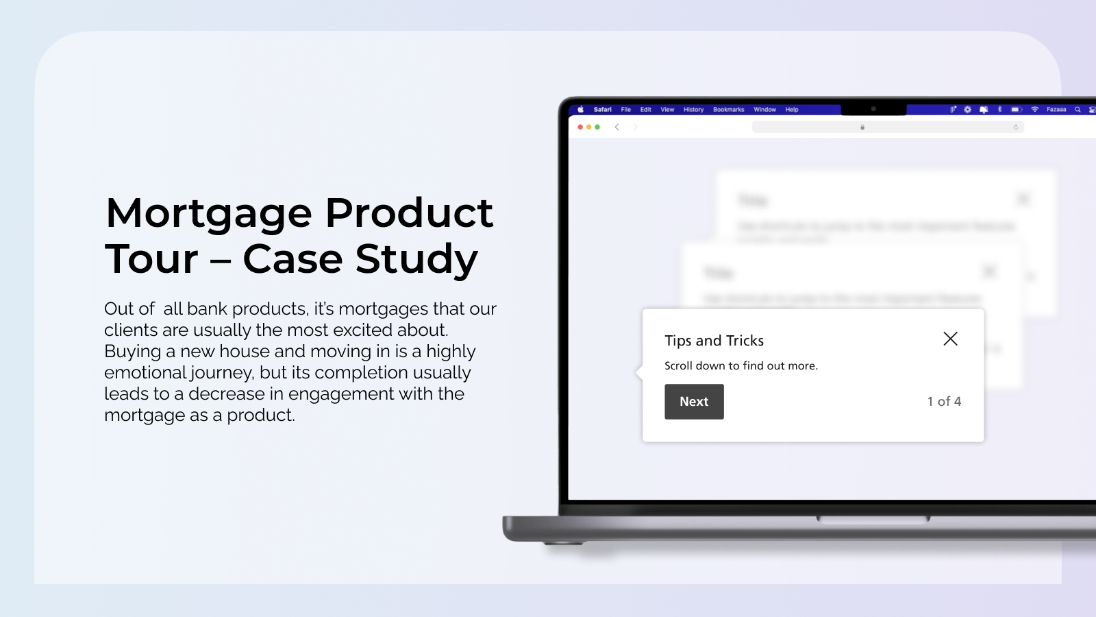 mockup of a mortgage product tour