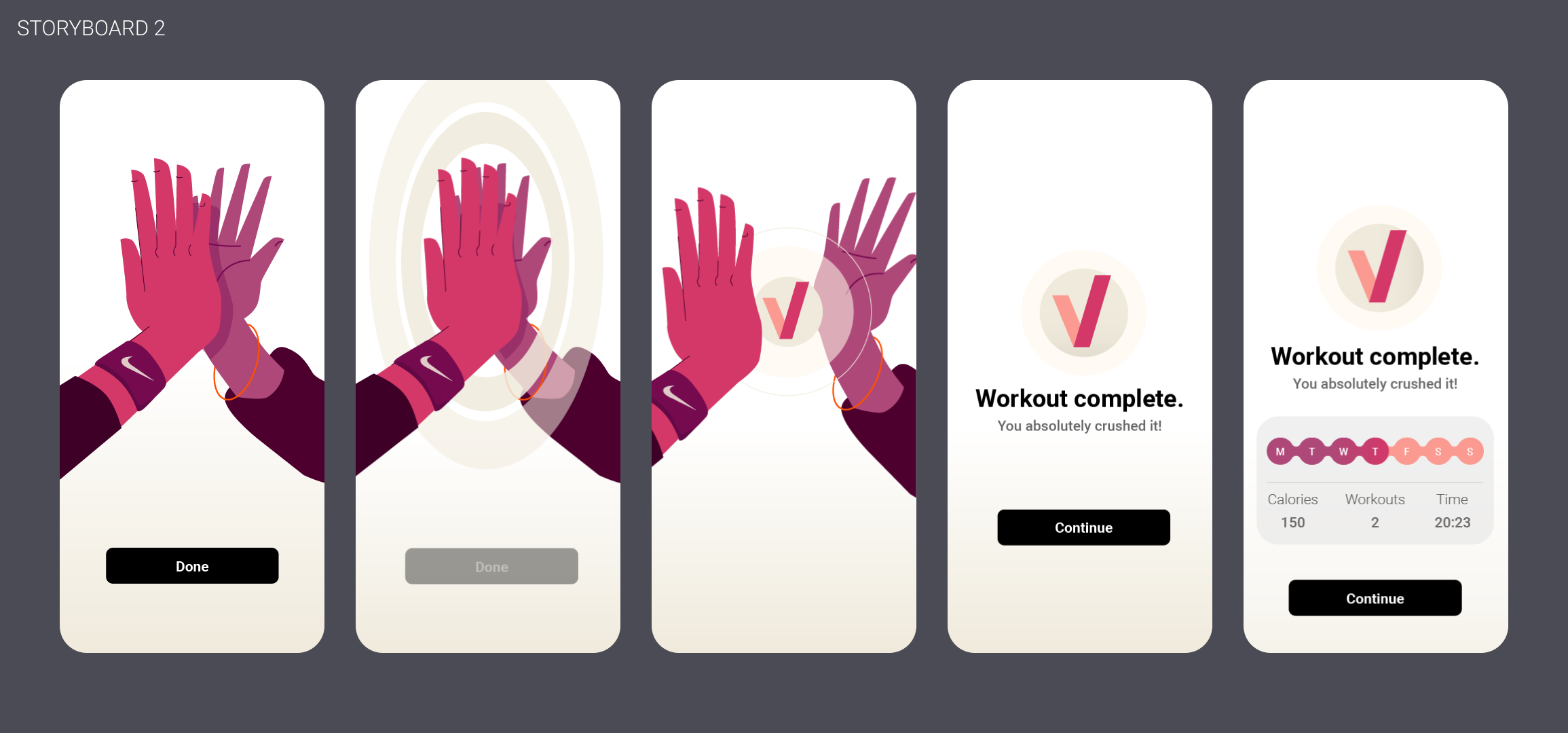 storyboard of a fitness application
