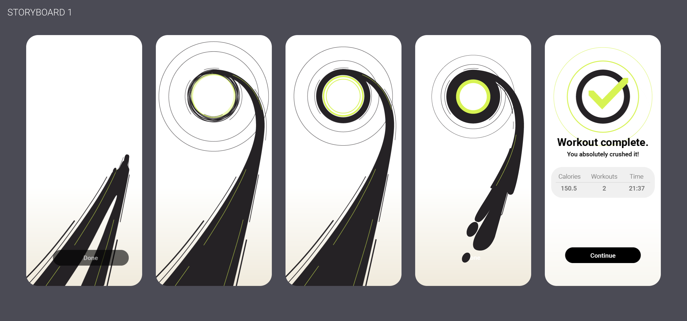 storyboard of a fitness application